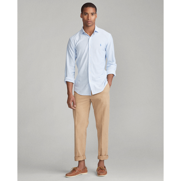 Dress Shirt Blue/White Slim Fit Knit Oxford Shirt Polo Ralph Lauren 3