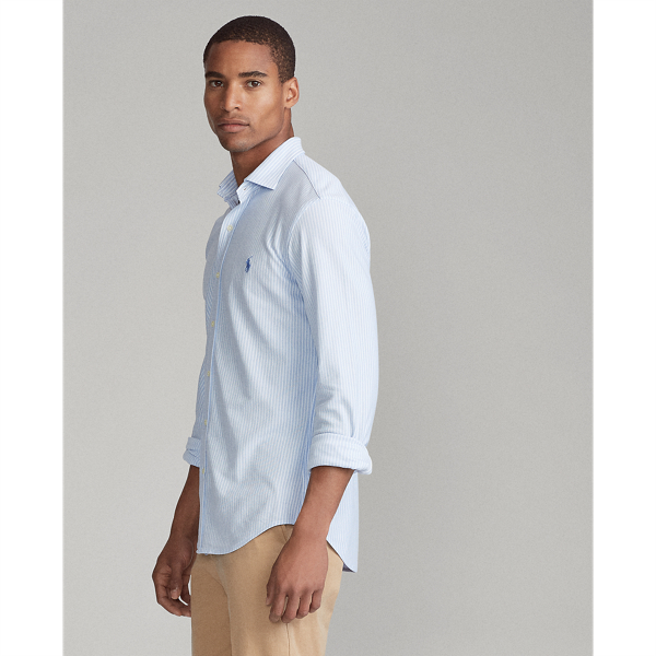 Dress Shirt Blue/White Slim Fit Knit Oxford Shirt Polo Ralph Lauren 4