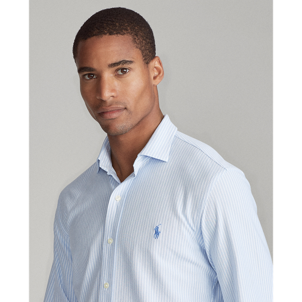 Dress Shirt Blue/White Slim Fit Knit Oxford Shirt Polo Ralph Lauren 6