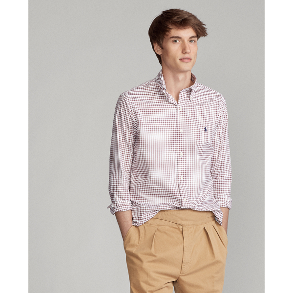Brick/White Classic Fit Twill Shirt Polo Ralph Lauren 4