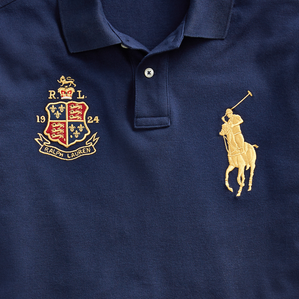 Cruise Navy Custom Slim Fit Mesh Polo Polo Ralph Lauren 3