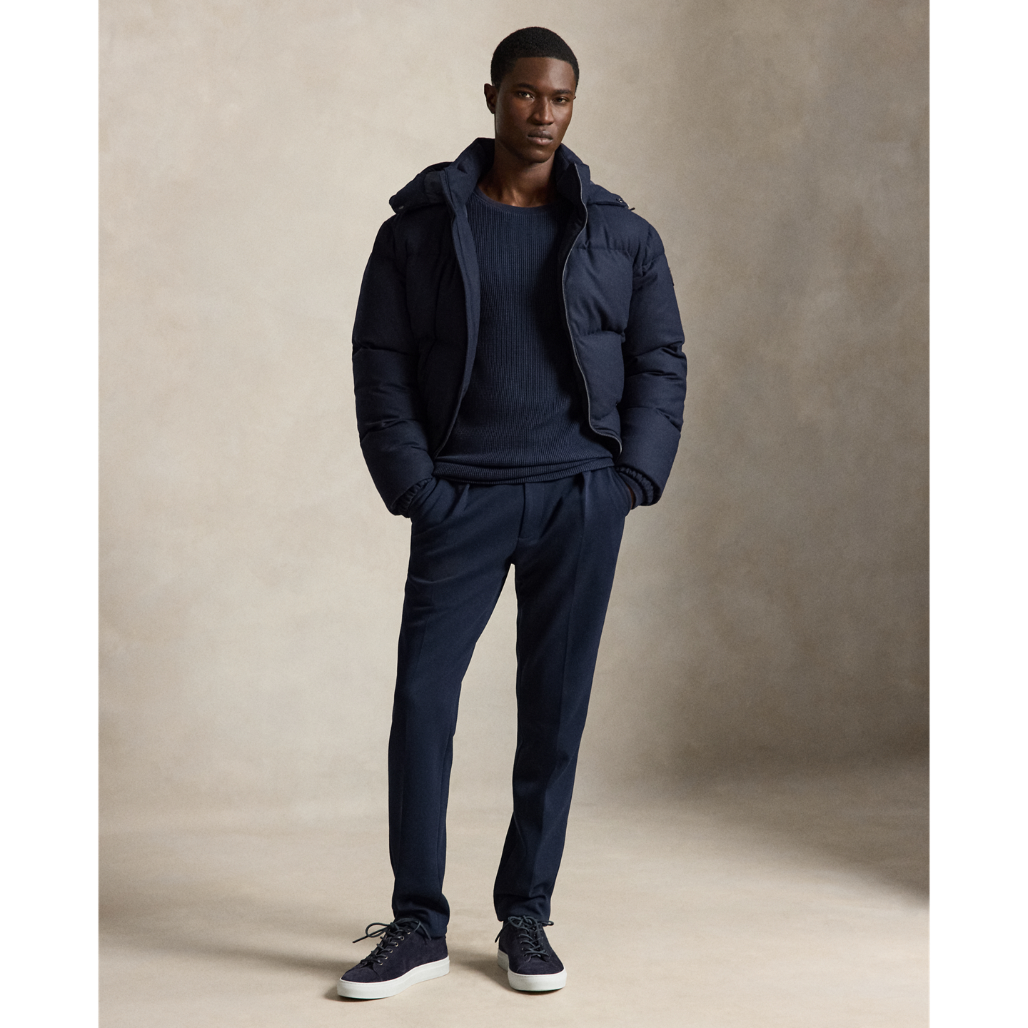 Polo Ralph Lauren Мужской хлопковый джемпер Ralph Lauren вафельной вязки, цвет: Тёмно-синий — фото 1