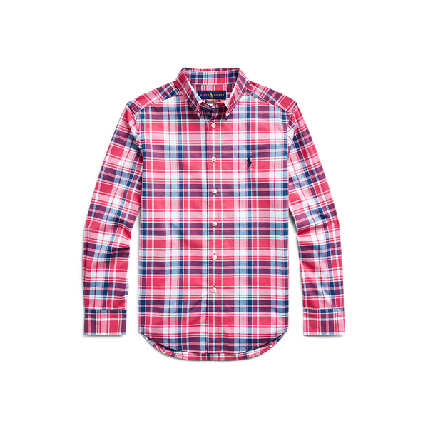Red/White Plaid Cotton Poplin Shirt Boys 8-20 1