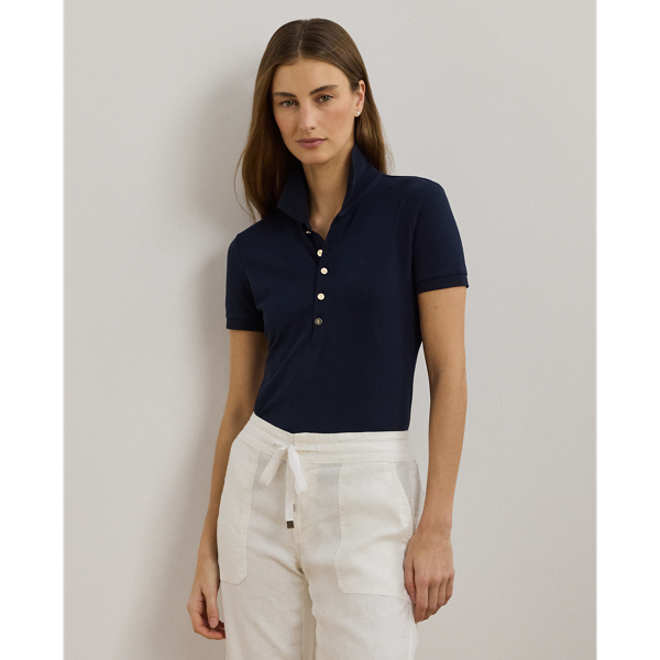 Lauren Navy Piqu&eacute; Polo Shirt Lauren Petite 1