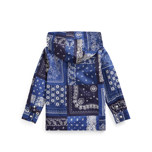 Bandana Print Patchwork Hooded Shirt Boys 2-7 2