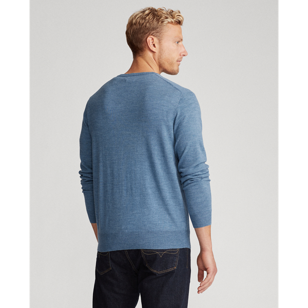 Light Chambray Heather Washable Merino Wool Jumper Polo Ralph Lauren 4