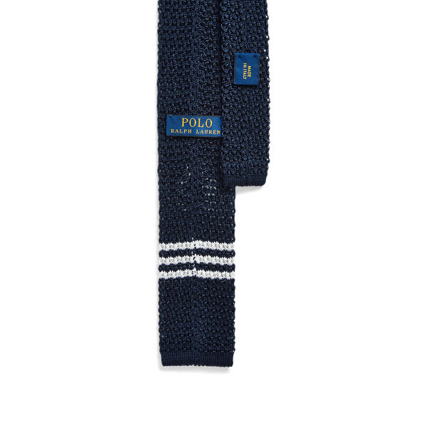 Navy/White Graphic Knit Silk Tie Polo Ralph Lauren 1