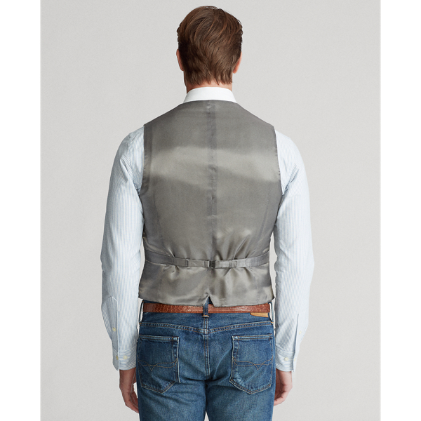 Grey/Cream Herringbone Wool Waistcoat Polo Ralph Lauren 4