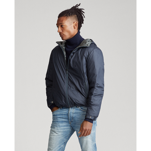 Aviator Navy/ Charcoal Gr Reversible Hooded Jacket Polo Ralph Lauren 5