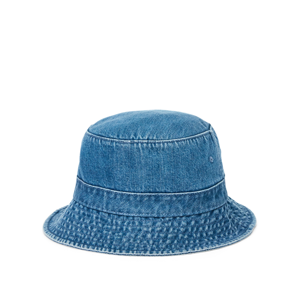 Light Wash W/ Greys Hall Polo Bear Denim Bucket Hat Polo Ralph Lauren 2