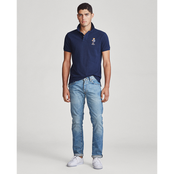 Piqu&eacute;-Polo im Custom-Slim-Fit mit Bear Polo Ralph Lauren in Kreuzfahrt-Navy 4