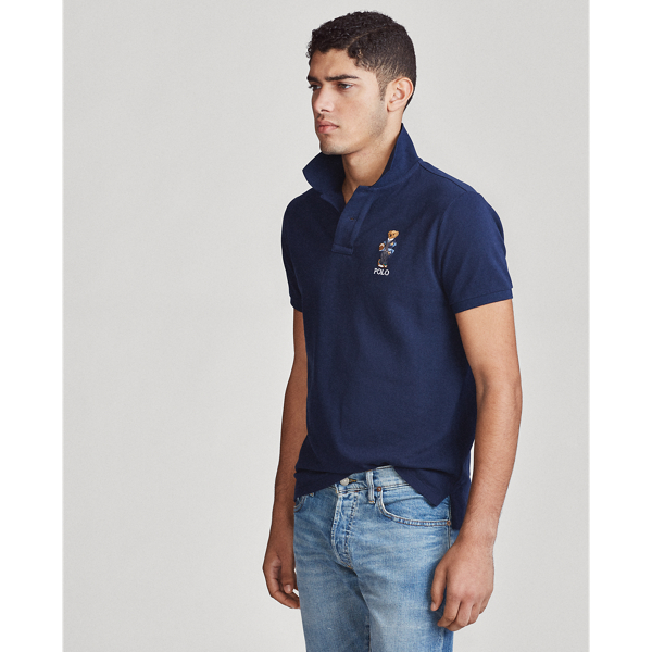 Piqu&eacute;-Polo im Custom-Slim-Fit mit Bear Polo Ralph Lauren in Kreuzfahrt-Navy 5