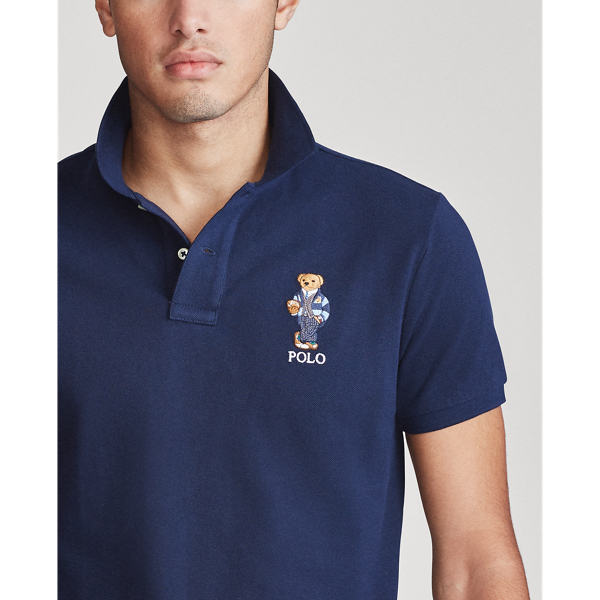 Piqu&eacute;-Polo im Custom-Slim-Fit mit Bear Polo Ralph Lauren in Kreuzfahrt-Navy 7