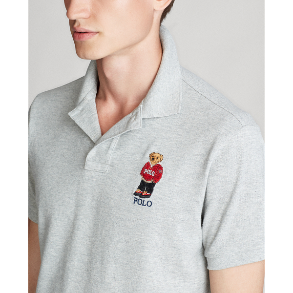 Piqu&eacute;-Polo im Custom-Slim-Fit mit Bear Polo Ralph Lauren in Andover meliert 6