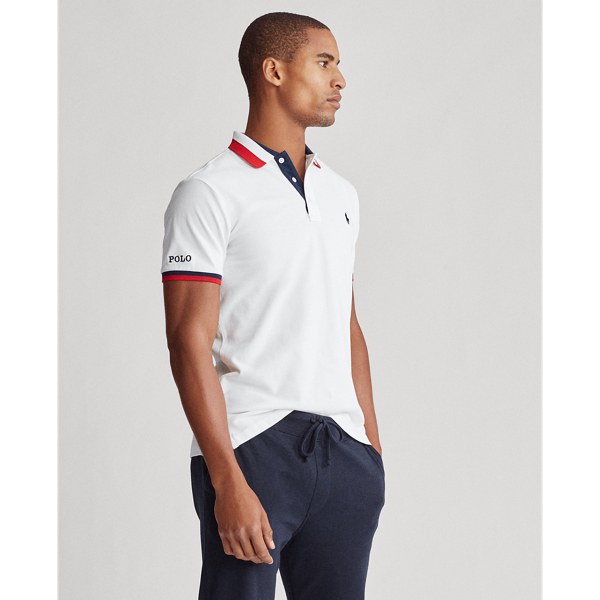 White Multi Slim Fit Mesh Polo Shirt Polo Ralph Lauren 5