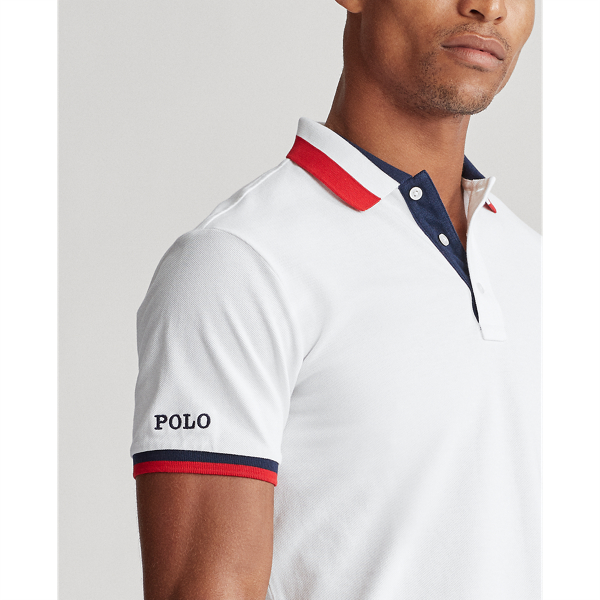 White Multi Slim Fit Mesh Polo Shirt Polo Ralph Lauren 7