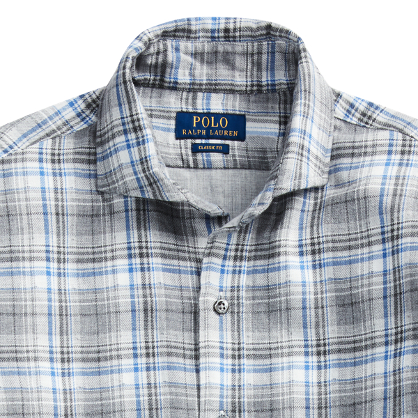 Grey Heather/Blue Multi Slim Fit Plaid Shirt Polo Ralph Lauren 7