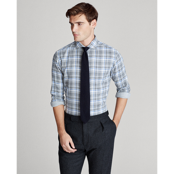 Grey Heather/Blue Multi Slim Fit Plaid Shirt Polo Ralph Lauren 4