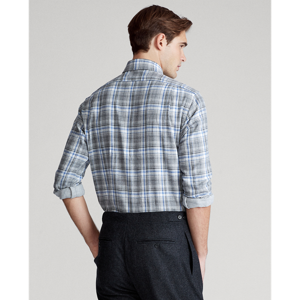 Grey Heather/Blue Multi Slim Fit Plaid Shirt Polo Ralph Lauren 5