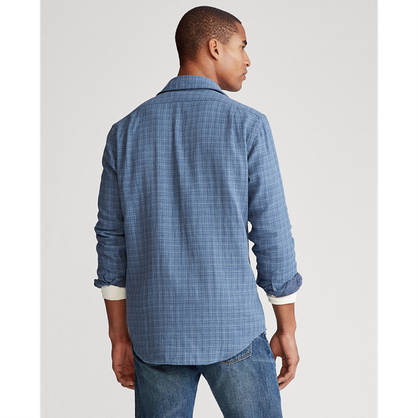 Blue Heather/Navy Multi Slim Fit Checked Shirt Polo Ralph Lauren 4