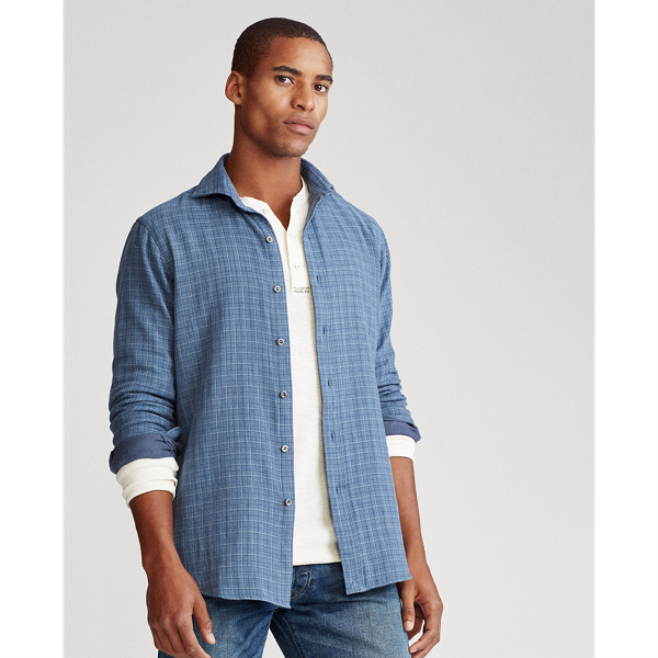 Blue Heather/Navy Multi Slim Fit Checked Shirt Polo Ralph Lauren 5