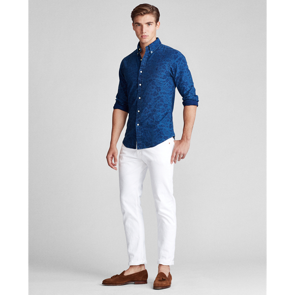 Indigo Jacquard Slim Fit Floral Jacquard Shirt Polo Ralph Lauren 3