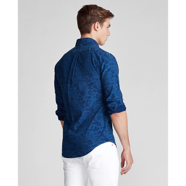 Indigo Jacquard Slim Fit Floral Jacquard Shirt Polo Ralph Lauren 4