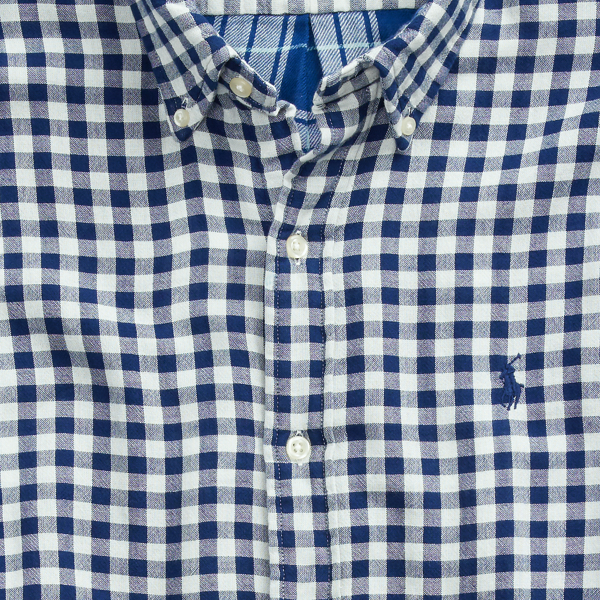 Navy/Cream Slim Fit Checked Shirt Polo Ralph Lauren 7