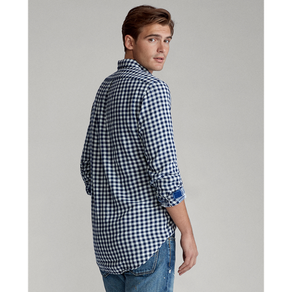 Navy/Cream Slim Fit Checked Shirt Polo Ralph Lauren 5
