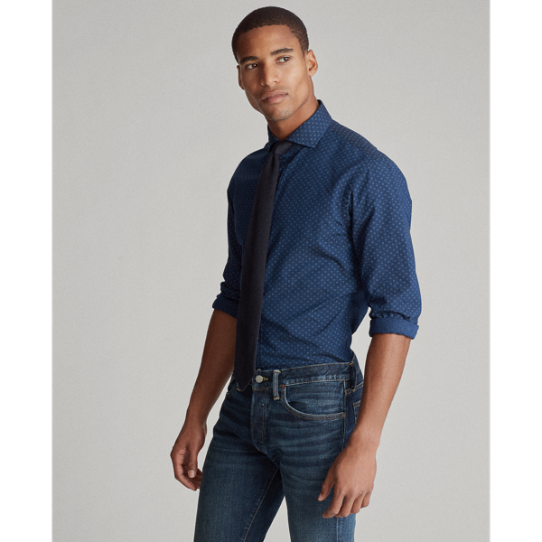 Four Corners Dot Slim Fit Indigo Dot Shirt Polo Ralph Lauren 4