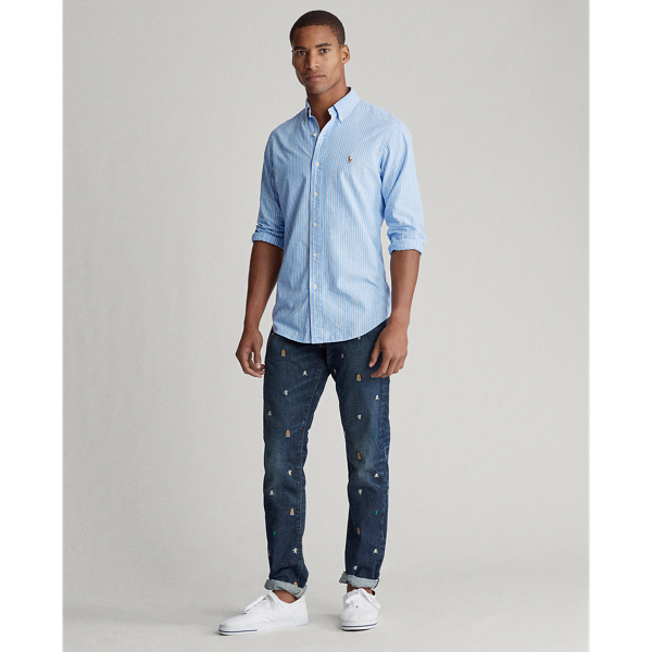 Blue/White Multi Custom Fit Striped Shirt Polo Ralph Lauren 3