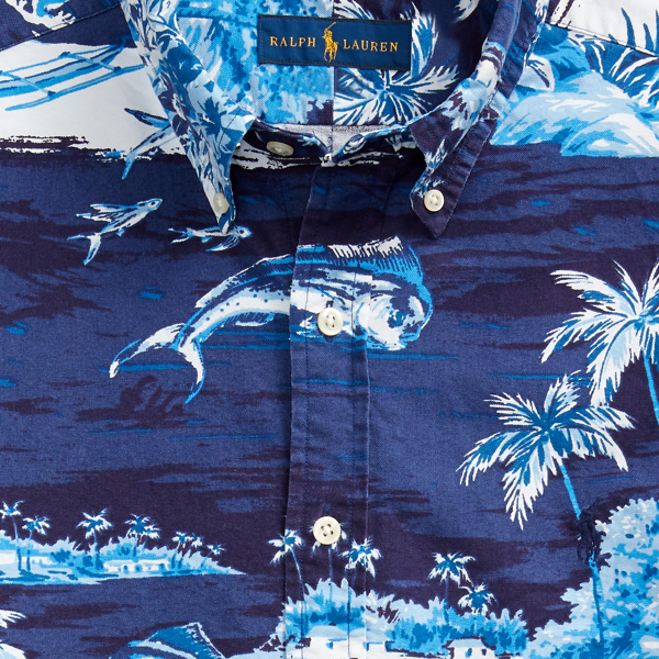 Flying Fish Slim Fit Tropical-Print Shirt Polo Ralph Lauren 7