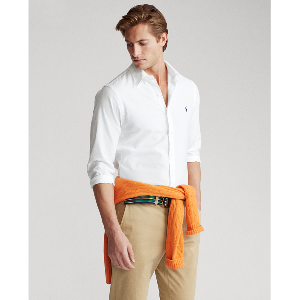 White Slim Fit Brushed Twill Shirt Polo Ralph Lauren 4
