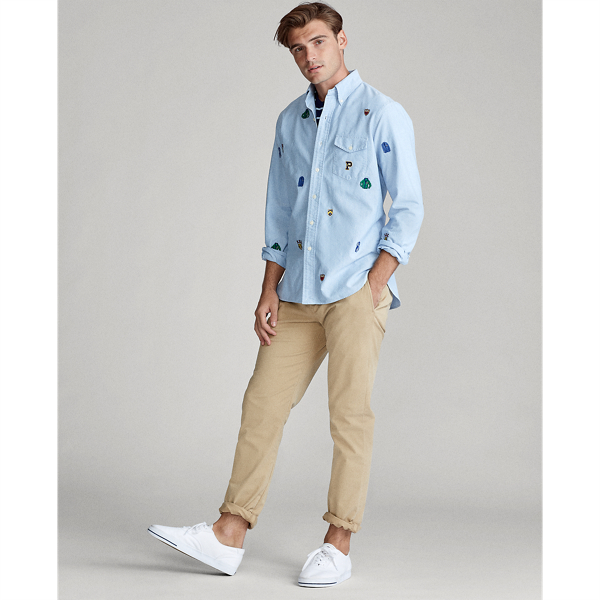 Bsr Blue Custom Fit Embroidered Shirt Polo Ralph Lauren 3