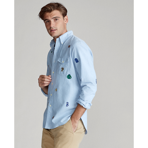Bsr Blue Custom Fit Embroidered Shirt Polo Ralph Lauren 4