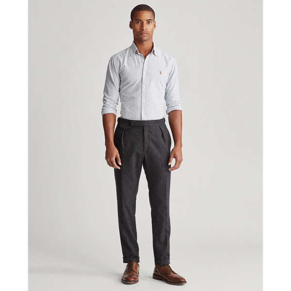Heather Grey/White Custom Fit Striped Shirt Polo Ralph Lauren 3