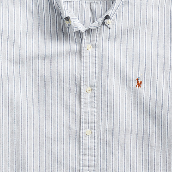 Heather Grey/White Custom Fit Striped Shirt Polo Ralph Lauren 7