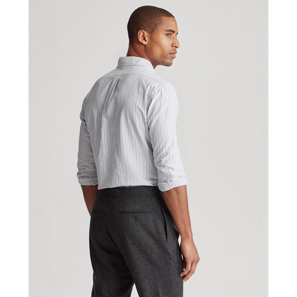 Heather Grey/White Custom Fit Striped Shirt Polo Ralph Lauren 5