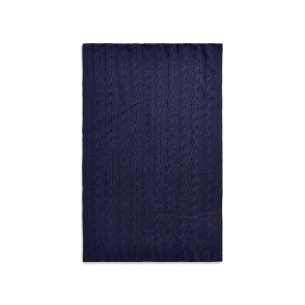Lux Navy Cable-Knit Cashmere Scarf Ralph Lauren Collection 2