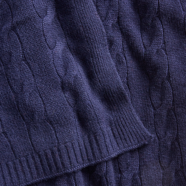Lux Navy Cable-Knit Cashmere Scarf Ralph Lauren Collection 3