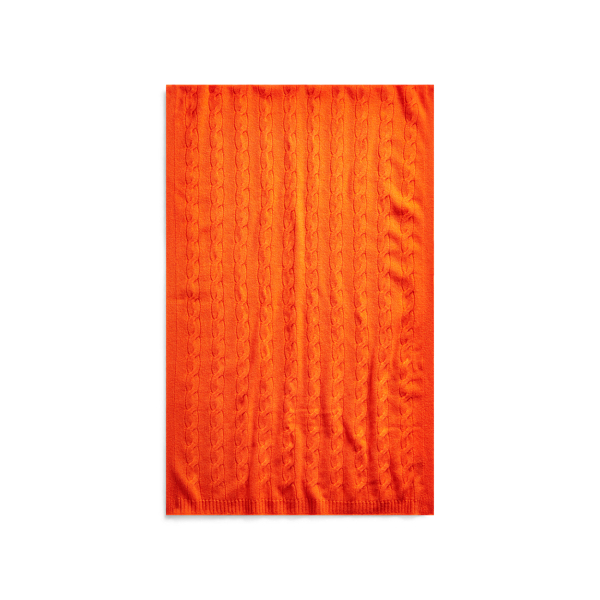Bright Orange Cable-Knit Cashmere Scarf Ralph Lauren Collection 2