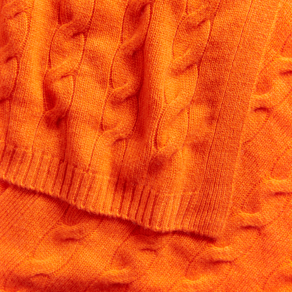 Bright Orange Cable-Knit Cashmere Scarf Ralph Lauren Collection 3