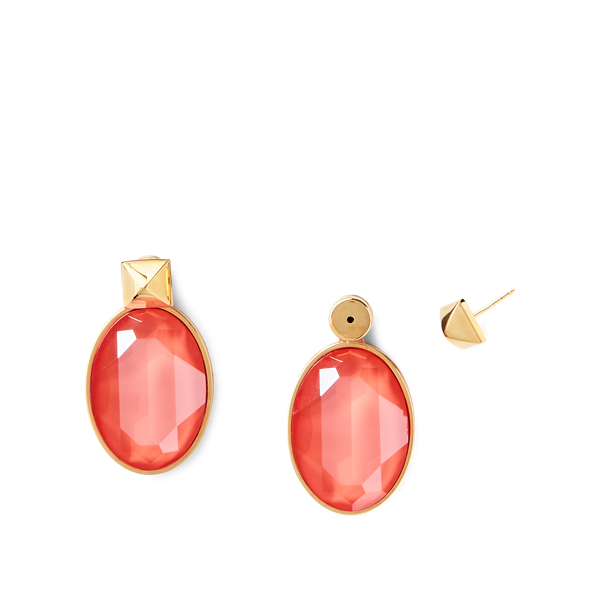 Oval Crystal Drop Earrings Ralph Lauren Collection in Coral 2