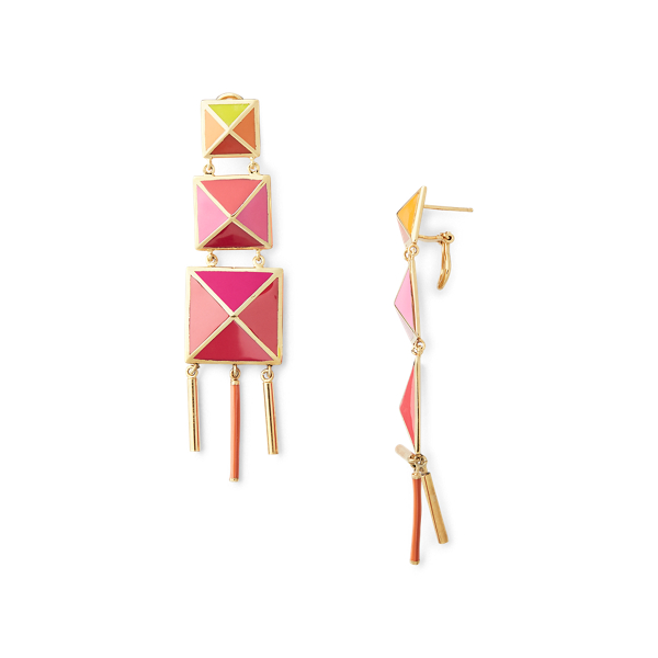 Pink/Orange/Red/Yellow Enamel Tiered-Pyramid Earrings Ralph Lauren Collection 2