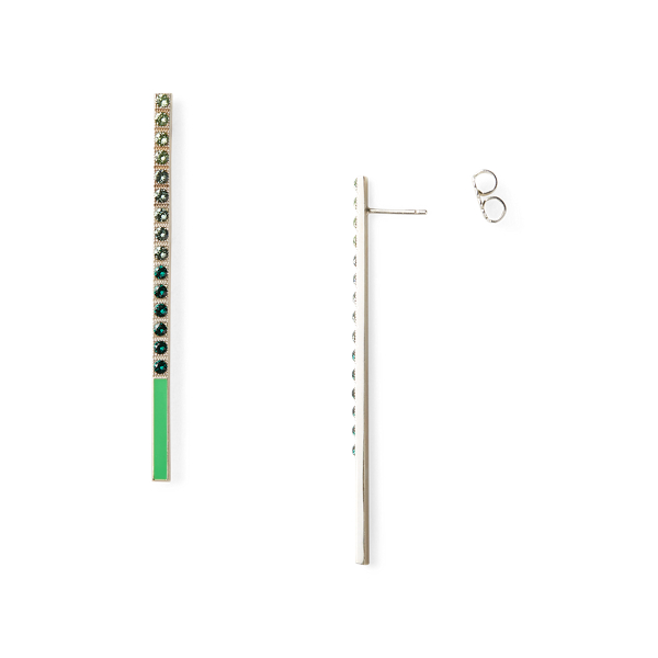 Boucles d'oreilles barres cristaux Ralph Lauren Collection en Vert 2