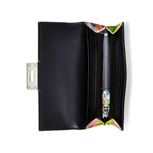 Multi Floral Calfskin Hinge-Lock Wallet Ralph Lauren Collection 3