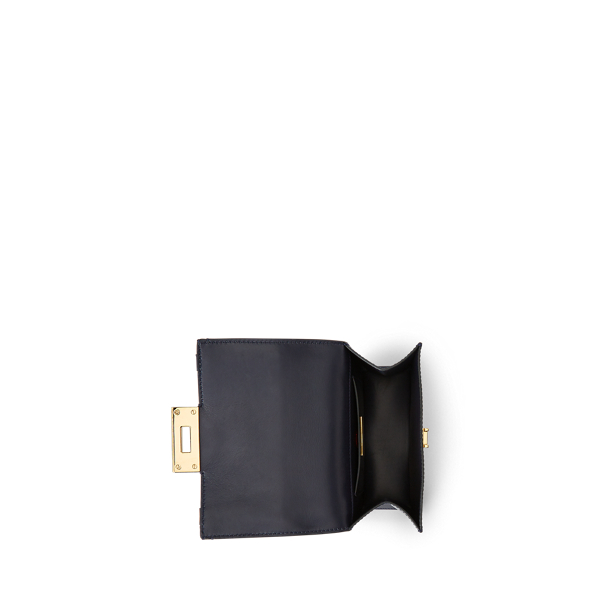 Marine Navy Calfskin Mini Hinge-Lock Bag Ralph Lauren Collection 4