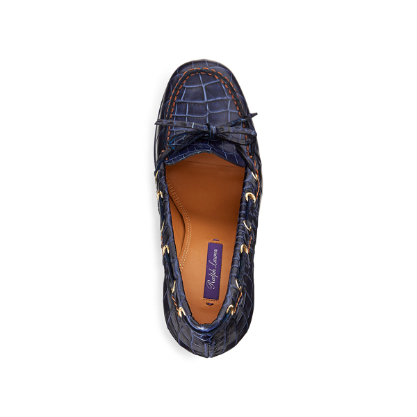 Lux Navy Lorean Embossed Calfskin Pump Ralph Lauren Collection 4