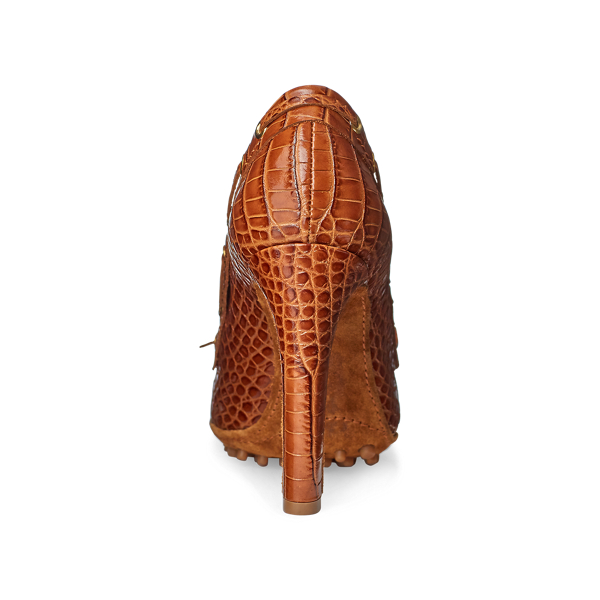 Tan Lorean Embossed Calfskin Pump Ralph Lauren Collection 3
