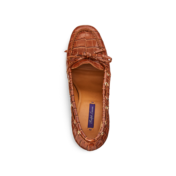 Tan Lorean Embossed Calfskin Pump Ralph Lauren Collection 4